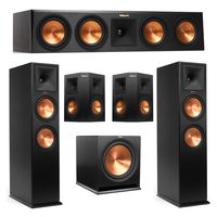 Klipsch 5.1 System with 2 RP-280F Tower Speakers, 1 RP-450C Center Speaker, 2 Klipsch RP-250S Surround Speaker, 1 Klipsch R-115SW Subwoofer + AudioQuest Bundle