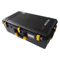 Black w/ Yellow handles & latches Pelican 1615 case. No Foam. With Wheels.
