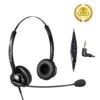2.5mm Telephone Headset with Microphone Mute Volume Control Phone Headset for Panasonic Cordless Phones Polycom Grandstream Cisco Linksys SPA Zultys Gigaset IP Phones Plus Many DECT Phones