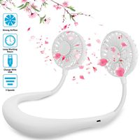 Hand Free Personal Fan, Portable Handheld Mini Fan, Headphone Design Wearable Neckband Fan Necklance Fan Cooler Fan with Dual Wind Head, Rechargeable Perfect for Sports, Traveling and Office (White)