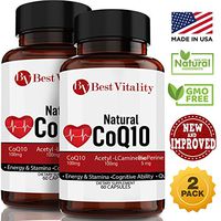 BestVitality Natural Coenzyme Coq10 Vegan Complex (Coq10-100mg, Acetyl L-carnitine - 100mg and Bioperine - 5mg) Kosher - Made in USA (2 Pack)
