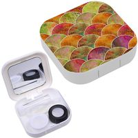 Portable Contact Lens Case Box Travel Kit Mirror + Bottle + Tweezers Container Holder [ Fish Scale Ocean Wave Japanese ]