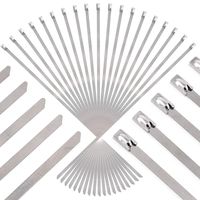 Swpeet 50Pcs 11.8 Inch Stainless Steel Exhaust Strap Wrap Coated Locking Cable Zip Ties Perfect for Automotive Parts, Home Repair, Computer Repair