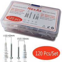 Drywall Anchors, 120pcs Plastic Self Drilling Hollow Wall Anchor with Tapping Screws Assortment Kit in 2 Sizes