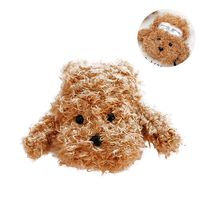 UnnFiko Super Cute Fluffy Dog Case, 3D Cartoon Teddy AirPods Soft Fur Protective Case Covers (Fluffy Teddy Brown)