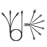 CHAFON Compatible for 2 Pack Multi USB Cable, 3 in 1 and 6 in 1 USB Charging Cable with Micro USB/USB C/Mini USB Connectors-Black
