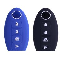 2Pcs XUHANG Sillicone key fob Skin key Cover Remote Case Protector Shell for Nissan Teana Murano Maxima Pathfinder Rogue Versa 370Z Sentra Altima Smart Remote 4 Button Blue Black