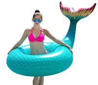 Jasonwell Giant Inflatable Mermaid Tail Pool Float Pool Tube with Fast Valves Summer Beach Swimming Pool Party Lounge Raft Decorations Toys for Adults Kids (Green)