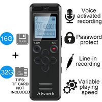 16GB Digital Voice Activated Recorder for Lectures - aiworth 1160 Hours Sound Audio Recorder Dictaphone Voice Activated Recorder Recording Device with Playback,MP3 Player,Password,Variable Speed