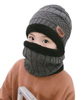 Winter Beanie Scarf for Boys Girls (5-14 Years) Warm Snow Knit Hats Windproof HINDAWI Circle Scarf Kids Slouchy Skull Cap Grey