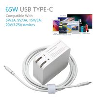 USB C Charger with 65W Type-C Power Delivery PD USB Wall Charger Adapter for New MacBook 12',Dell XPS 12 13 Lenovo thinkpad x1 Table,Asus chromebook 13 ZenBook 3 UX390 Laptops USB-C Cable