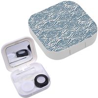 Portable Contact Lens Case Box Travel Kit Mirror + Bottle + Tweezers Container Holder [ Waves Design Backdrops ]