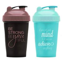 Motivational Quotes on Performa Perfect Shaker Bottle, 20 Ounce Classic Protein Shaker Bottle, Actionrod Mixing, Dishwasher Safe, Leak Proof (Two Pack - BeYoutiful Black/Rose & Achieve Teal/Mint)