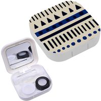 Portable Contact Lens Case Box Travel Kit Mirror + Bottle + Tweezers Container Holder [ Tribal Texture ]