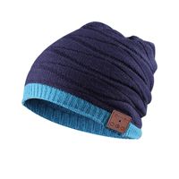 Bluetooth Beanie Hat Winter Knit Music Hat Wireless Headphone Speaker Hat Slouchy Skull Cap for Men Women, YW Blue