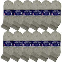 USBingoshop 12 Pairs Mens Physicians Approved Crew Diabetic Socks Cotton 10-13 (12 Pairs DA-Gray)