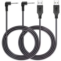 PChero 2 Packs USB Adapter Cord 2.5mm Replacement DC Charger Charging Cable for Rechargeable Wand Massagers - Black