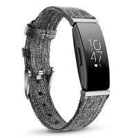 NAHAI Compatible with Fitbit Inspire HR Bands/Fitbit Inspire Band, Canvas Woven Fabric Bands Quick Release Strap Breathable Replacement Wristband for Fitbit Inspire, Women Men, Large, Charcoal