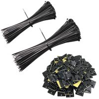 Set of 300 Ultra Strong 0.2 Inch Width Cable Ties and Cable Tie Mounts, SourceTon 100 PCS 8 Inch Cable Zip Ties, 100 PCS 12 Inch Cable Zip Ties & 100 PCS Wire Tie Base Holders (25mm x 25mm, Black)