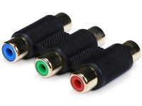 niceEshop Triple Female To Female 3 RCA Coupler Connector Adaptor,Black