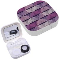 Portable Contact Lens Case Box Travel Kit Mirror + Bottle + Tweezers Container Holder [ Geometric Semicircle ]