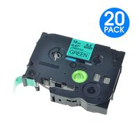 KCMYTONER Compatible for Brother 12mm (1/2") x 8m TZe-731 TZ731 TZe731 TZ 731 Laminated Label Tape Used in P-Touch PT-D210 PT-H100 PT-1300 PT-E550W PT-P900 ST-5 Labeler (Black on Green, 20 Pack)