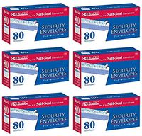 BAZIC No.6-3/4 Peel and Seal Security Envelope, White, 6 Pack of 80 Per Pack (573-24P)