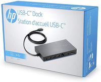 HP Genuine Elite USB-C Dock Station with 65W AC Charger for USB-C Laptops, USB-C to HDMI, DisplayPort, USB-C, USB-A and Ethernet, TPA-B01, 844549-001, Y0K80AA#ABA (Renewed)