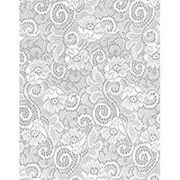 Hampshire Paper 24-Inch-Wide Krystalphane Decorated Cellophane, 1 Roll 100 Feet Long - White Victorian Lace Design