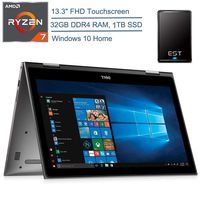 2019 Dell Inspiron 7000 2-in-1 13.3" FHD Touchscreen Laptop Computer, AMD Quad-Core Ryzen 7 2700U up to 3.8GHz(Beats i7-7500U), 32GB DDR4, 1TB SSD, HDMI, Windows 10 + EST 500GB External Hard Drive