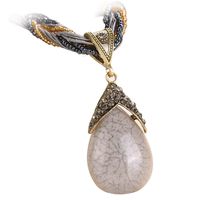 WaiiMak Bohemian Jewelry Statement Necklaces Women Rhinestone Gem Pendant Collar (Gray)