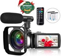 Video Camera Camcorder Vlogging Camera for Youtube Full HD 2.7K 30FPS 30 MP IR Night Vision 3 Inch Touch Screen Time-Lapse Camcorder with Microphone Remote Control Lens Hood and 2 Batteries
