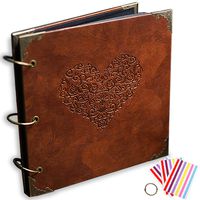 ADVcer Photo Album or DIY Scrapbook (10x10 inch 50 Pages Double Sided), Vintage Leather Cover Three-Ring Binder Picture Booth Albums with 6 Colors 306pcs Self Adhesive Photos Corners for Memory Keep