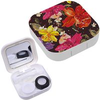 Portable Contact Lens Case Box Travel Kit Mirror + Bottle + Tweezers Container Holder [ Elegance Flowers Narcissus ]
