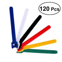 TOYMYTOY Reusable Fastening Cable Strap Cable Ties Hook and Loop Straps,120Pcs (Red+Blue+Green+Yellow+Black+White)