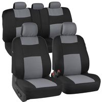 BDK OS-309-GR_kam PolyPro Black Covers with Gray Accents, Set - Easy to Install Front and Rear Bench Seat Protectors with Full Coverage for Car Truck Van and SUV