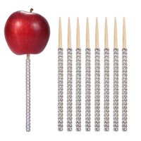 24ct Glitter Bling Bamboo Candy Apple Sticks 6 inch for Wedding Favor Cake pop Chocolate Caramel Apple Skewers Buffet Candy Making Accessories by Quotidian (Silver)