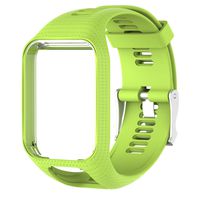 HUVE Silicagel Replacement Watchband Watch Strap 25cm Long for Tomtom 2/3 /Spark/Spark3/Series GPS Watch with Screen Protectors (Green)