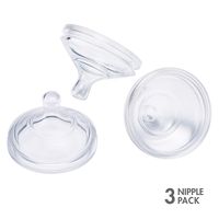 Boon, NURSH Silicone Replacement Nipple, Air-Free Feeding, Stage 1 Slow Flow, Birth and up (Pack of 3)