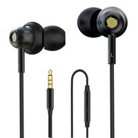 Earbud Headphones with Microphone, Stereo Wired Earbuds with Remote Control 3.5mm Jack, in Ear Headphones Compatible with iPhone Samsung Android PC, Noise Isolating Earphones for Sports Fitness, Gold