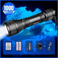 ORCATORCH D550 Scuba Dive Light 1000 Lumens Tail Magnetic Controlled Switch Underwater Flashlight Kit with Stainless Steel Bolt Snap, for 150 Meters Underwater Diving