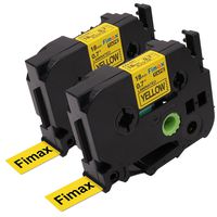 Fimax Compatible Standard Laminated Label Tape Replacement for Brother P-Touch TZe-641 TZ641 TZe641, Black on Yellow, 0.7" 26.2ft (18mm/8m), 2-Pack