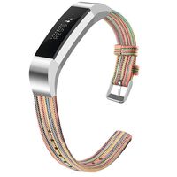 OenFoto Bands Compatible Fitbit Alta HR/Fitbit Alta/Ace, Adjustable Nylon Wristband Replacement Watch Band Strap Accessory Bracelet for Fitbit Alta HR/Fitbit Alta Smart Watch, Large Rainbow Pattern