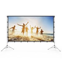 Vamvo Outdoor Indoor Projector Screen with Stand Foldable Portable Movie Screen 120 Inch (16:9) Full-Set Bag for Home Theater Camping and Recreational Events (120inch)
