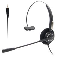 VoiceJoy 3.5mm Cell Phone Headset Mono, Truck Driver Headsets with Noise Canceling Mic, Compatible with iPhone Samsung Huawei HTC LG ZTE BlackBerry Mobile Phone Smartphones iPad iPod Skype PC