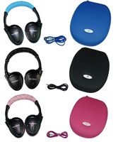 Three Wireless 2 Channel Fold Flat Infrared Rear Entertainment System DVD Player IR Headphones for in Car Listening with Case and 3.5mm Auxiliary Cord. Note: Will Not Work on 2017+ GM's or Pacifica