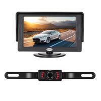 Backup Camera and Monitor Kit for Car,Universal Wired Waterproof Rear-View License Plate Car Rear Backup Camera + 4.3 LCD Rear View Monitor (Camera and Monitor)
