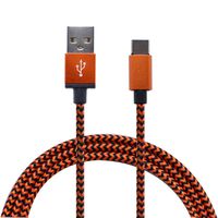 Sayingning USB Type C Cable, Nylon Braided USB-C Type-C Data & Sync Cable (9.8ft) Braided Cord Fast Charging Cable (Orange)