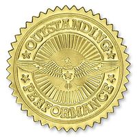 Deluxe Outstanding Performance Gold Foil Certificate Seals, 102 Count