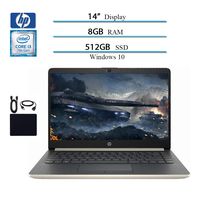 HP 2019 Newest Premium 14 Inch Laptop Notebook Computer, Intel Core i3-7100U, 8GB DDR4 RAM, 512GB SSD, WiFi, Bluetooth, HDMI, Windows 10 W/ Accessories Bundle